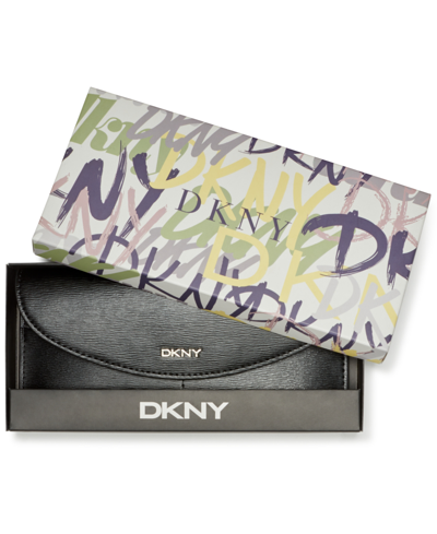 Dkny Gia Flap Wallet In Black/silver