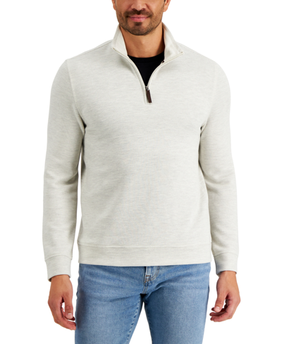 Club Room Men's Birdseye Quarter-zip Pullover, Created For Macy's In Silver Heather