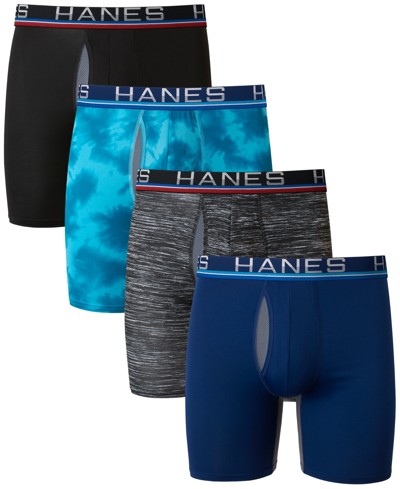 Hanes Men's 4-pk. Ultimate Sport With X-temp Total Support Pouch Longer Leg Boxer Briefs In Assorted