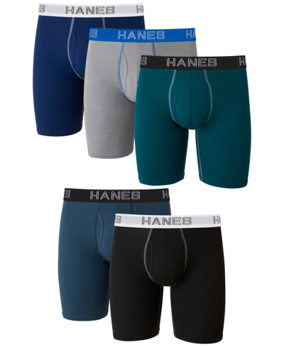 Hanes Men's 5-pk. Ultimate Stretch Longer Leg Boxer Briefs In Assorted