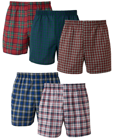 Hanes Men's 5-pk. Ultimate Freshiq Tartan Print Woven Boxers In Assorted Tartan