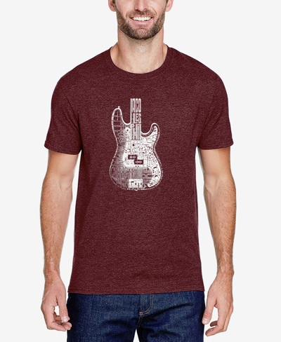La Pop Art Men's Premium Blend Word Art Bass Guitar T-shirt In Burgundy