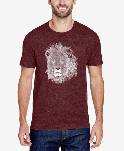 La Pop Art Men's Premium Blend Word Art Lion T-shirt In Burgundy