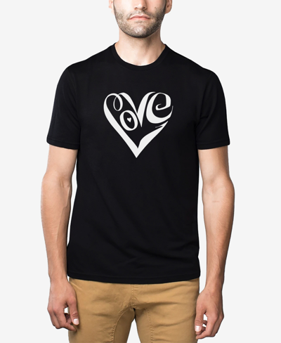 La Pop Art Men's Premium Blend Word Art Script Love Heart T-shirt In Black