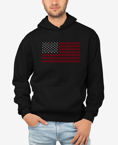 La Pop Art Men's Word Art Usa Flag Hooded Sweatshirt In Black