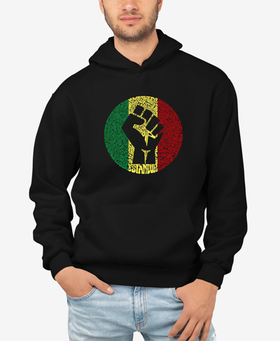 La Pop Art Men's Word Art Get Up Stand Up Hooded Sweatshirt In Black