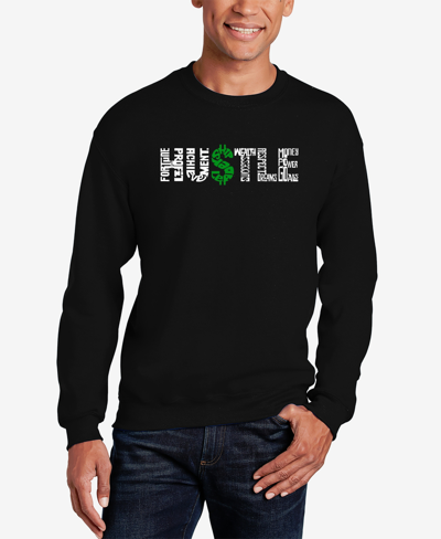 La Pop Art Men's Word Art Hustle Crewneck Sweatshirt In Black