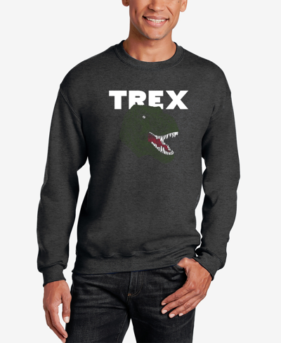 La Pop Art Men's Word Art T-rex Head Crewneck Sweatshirt In Dark Gray