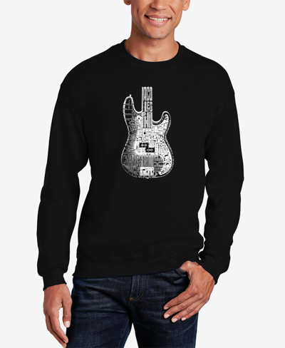 La Pop Art Men's Word Art Bass Guitar Crewneck Sweatshirt In Black