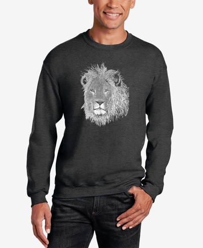 La Pop Art Men's Word Art Lion Crewneck Sweatshirt In Dark Gray