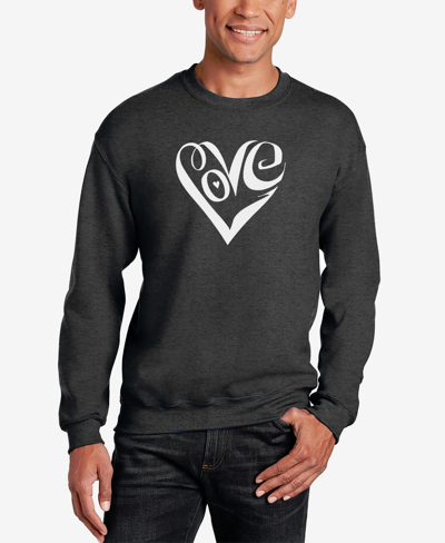 La Pop Art Men's Word Art Script Love Heart Crewneck Sweatshirt In Black