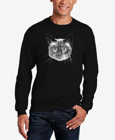La Pop Art Men's Word Art Siamese Cat Crewneck Sweatshirt In Black