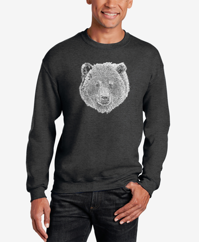 La Pop Art Men's Word Art Bear Face Crewneck Sweatshirt In Dark Gray