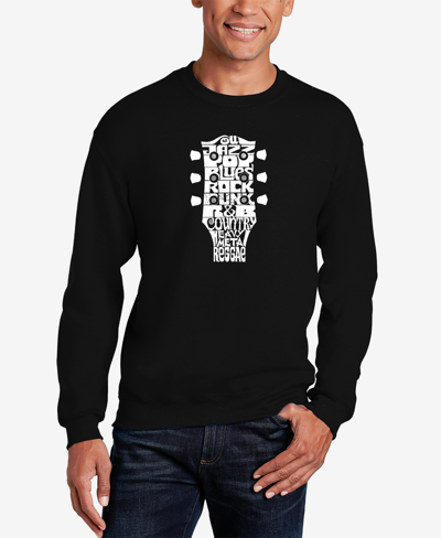 La Pop Art Men's Word Art Guitar Head Music Genres Crewneck Sweatshirt In Black