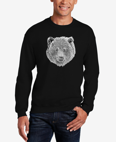 La Pop Art Men's Word Art Bear Face Crewneck Sweatshirt In Black
