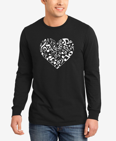 La Pop Art Men's Word Art Long Sleeve Heart Notes T-shirt In Black