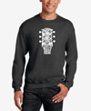La Pop Art Men's Word Art Guitar Head Music Genres Crewneck Sweatshirt In Dark Gray