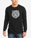 LA POP ART MEN'S WORD ART LONG SLEEVE BEAR FACE T-SHIRT