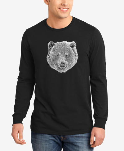 La Pop Art Men's Word Art Long Sleeve Bear Face T-shirt In Black