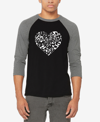 LA POP ART MEN'S RAGLAN BASEBALL WORD ART HEART NOTES T-SHIRT