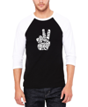 LA POP ART MEN'S RAGLAN BASEBALL WORD ART PEACE OUT T-SHIRT