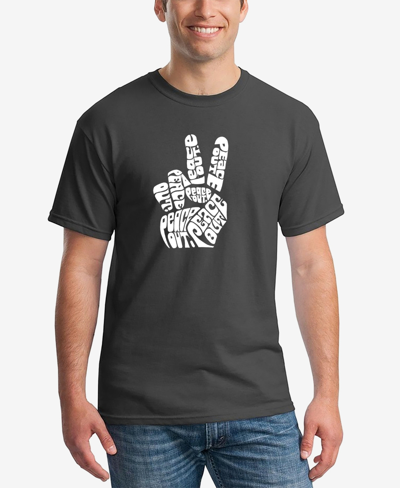 La Pop Art Men's Word Art Peace Out T-shirt In Dark Gray