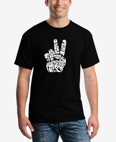 La Pop Art Men's Word Art Peace Out T-shirt In Black