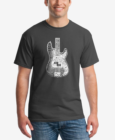 La Pop Art Men's Word Art Bass Guitar T-shirt In Dark Gray