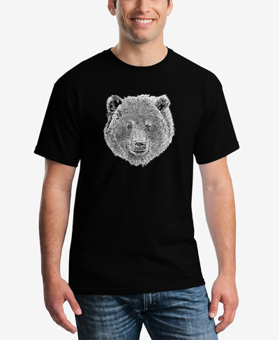 La Pop Art Men's Word Art Bear Face T-shirt In Black