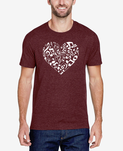 La Pop Art Men's Premium Blend Word Art Heart Notes T-shirt In Burgundy