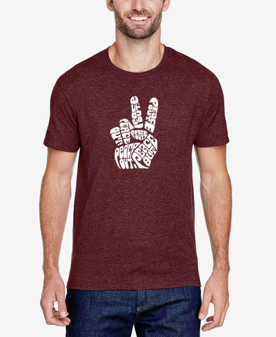 La Pop Art Men's Premium Blend Word Art Peace Out T-shirt In Burgundy