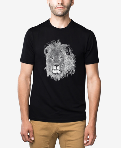 La Pop Art Men's Premium Blend Word Art Lion T-shirt In Black