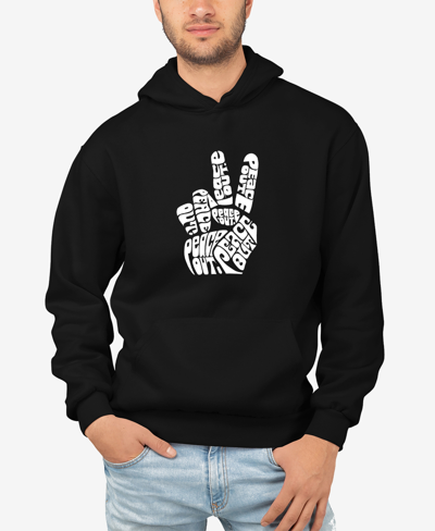 La Pop Art Men's Word Art Peace Out Hooded Sweatshirt In Black