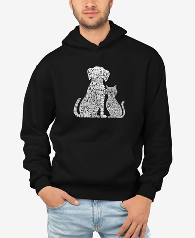 La Pop Art Men's Word Art Dogs And Cats Hooded Sweatshirt In Black