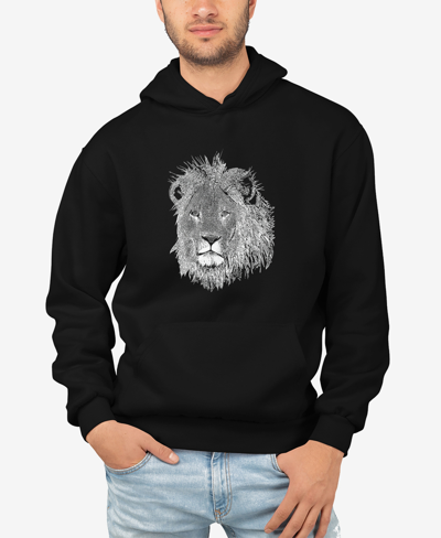 La Pop Art Men's Word Art Lion Hooded Sweatshirt In Black