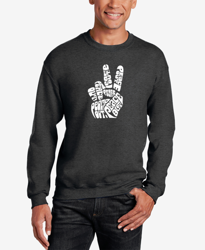 La Pop Art Men's Word Art Peace Out Crewneck Sweatshirt In Dark Gray