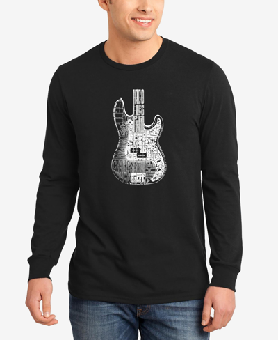 La Pop Art Men's Word Art Long Sleeve Bass Guitar T-shirt In Black