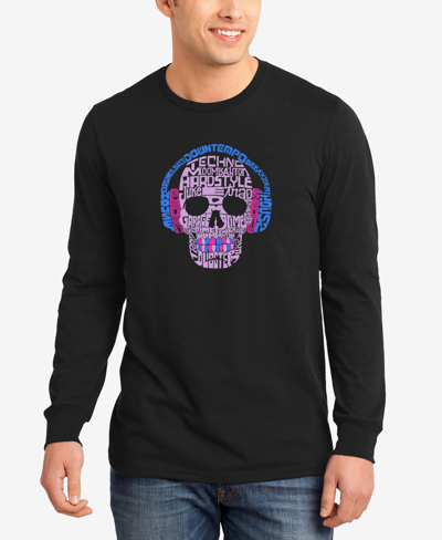 LA POP ART MEN'S WORD ART LONG SLEEVE STYLES OF EDM MUSIC T-SHIRT