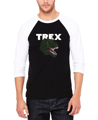 La Pop Art Men's Raglan Baseball Word Art T-rex Head T-shirt In Black And White