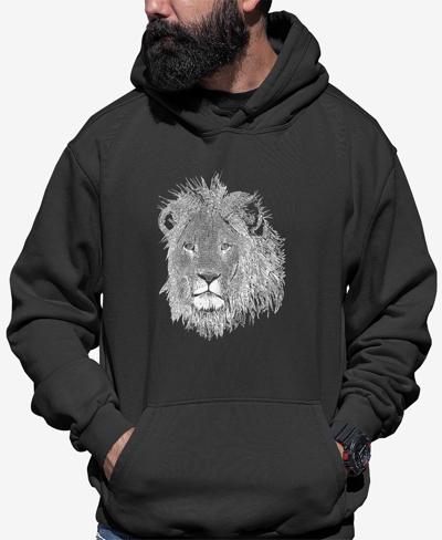 La Pop Art Men's Word Art Lion Hooded Sweatshirt In Dark Gray