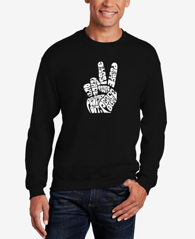 La Pop Art Men's Word Art Peace Out Crewneck Sweatshirt In Black