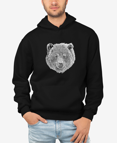 La Pop Art Men's Word Art Bear Face Hooded Sweatshirt In Black
