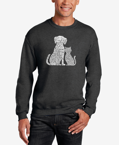 La Pop Art Men's Word Art Dogs And Cats Crewneck Sweatshirt In Dark Gray