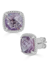 MACY'S GREEN AMETHYST CUSHION STUD EARRINGS (6 CT. T.W.) IN STERLING SILVER (ALSO IN MYSTIC TOPAZ AND PINK 