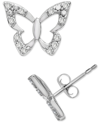 Wrapped Diamond Butterfly Stud Earrings (1/10 Ct. T.w.) In 14k White Gold, Created For Macy's In White Gold