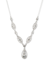 Givenchy Crystal Trio Lariat Necklace, 16" + 3" Extender In Silver