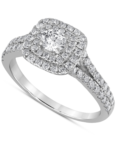 Macy's Diamond Double Halo Engagement Ring (1 Ct. T.w.) In 14k White Gold