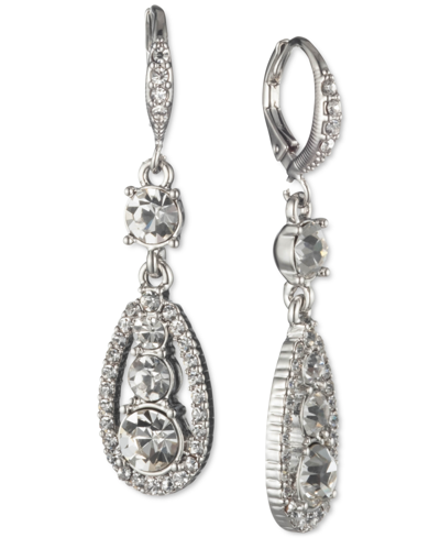 Givenchy Crystal Double Drop Earrings In Silver