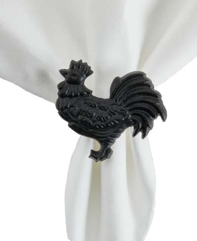 Tableau Rooster Napkin Rings, Set Of 8 In Black