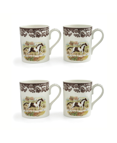Spode Arabian Horse Mug, Set Of 4 In Brown